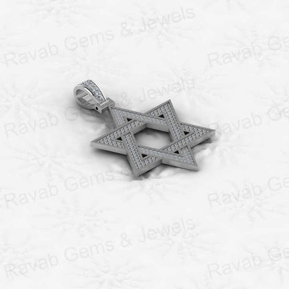 Best Selling 925 Silver 35mm Star David Hip Hop Pendant Necklace Trendy Religious Fine Jewelry for Men with Pave Zircon Charm