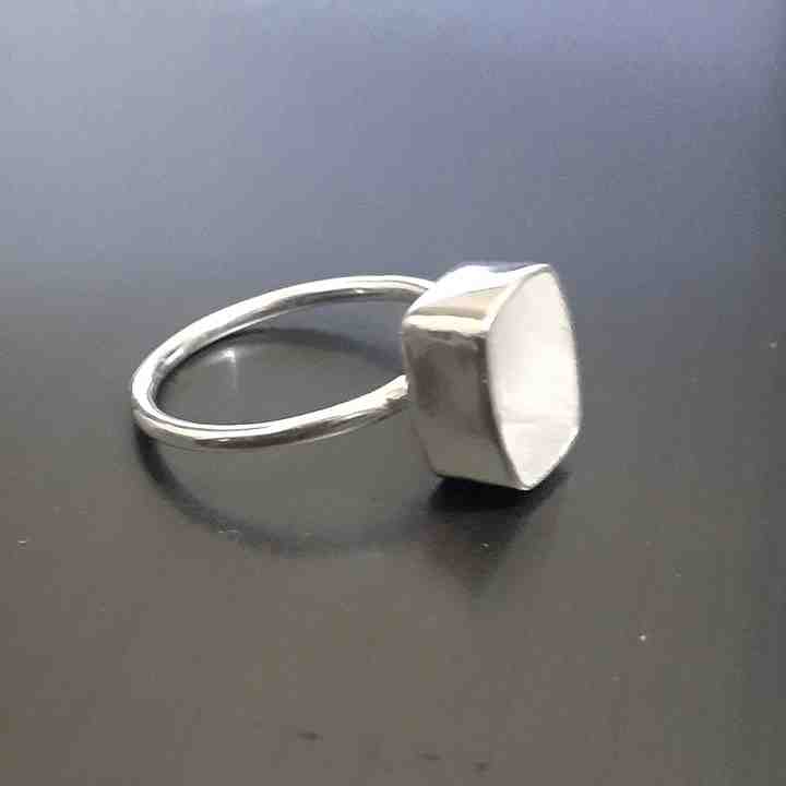 Genuine Solid 925 Sterling Silver Octagon 6x10MM Round Bezel Setting Semi-Mount Blank Setting Simple Band Fine Ring For Women