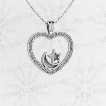 New Design 925 Sterling Silver Heart Charm With Star Moon Semi Mount CZ Pendant Base for Keepsake Breastmilk Jewelry Wholesaler