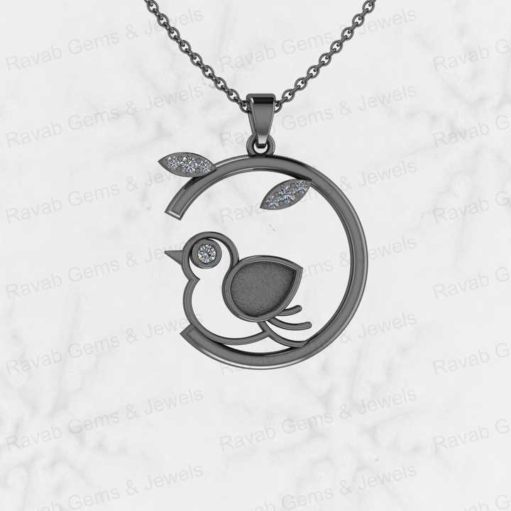 Solid 925 Silver 8x6mm Pear Sparrow Bird Semi Mount Blank CZ Charm Pendant Setting for Ashes & Resin Stone Work Keepsake Jewelry