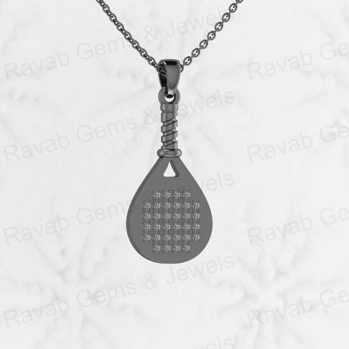 Best Selling 925 Silver CZ Tennis Player Paddle Racket Charm Pendant Necklace Personalized Gift Fine Hip Hop Jewelry For Women