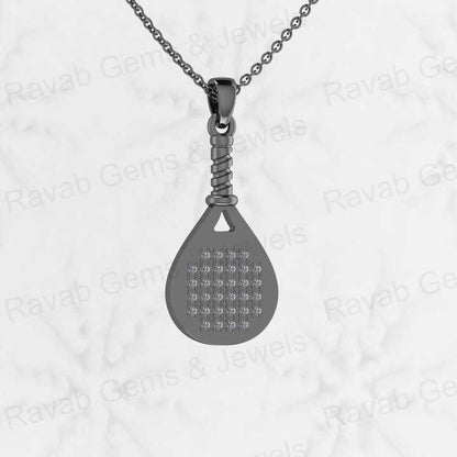 Best Selling 925 Silver CZ Tennis Player Paddle Racket Charm Pendant Necklace Personalized Gift Fine Hip Hop Jewelry For Women