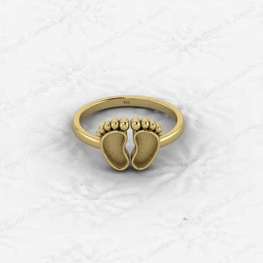 Superb Quality New Baby Born Foot Print 925 Silver Semi Mount Blank Setting Ring for Gemstone Findings & Components Jewelry