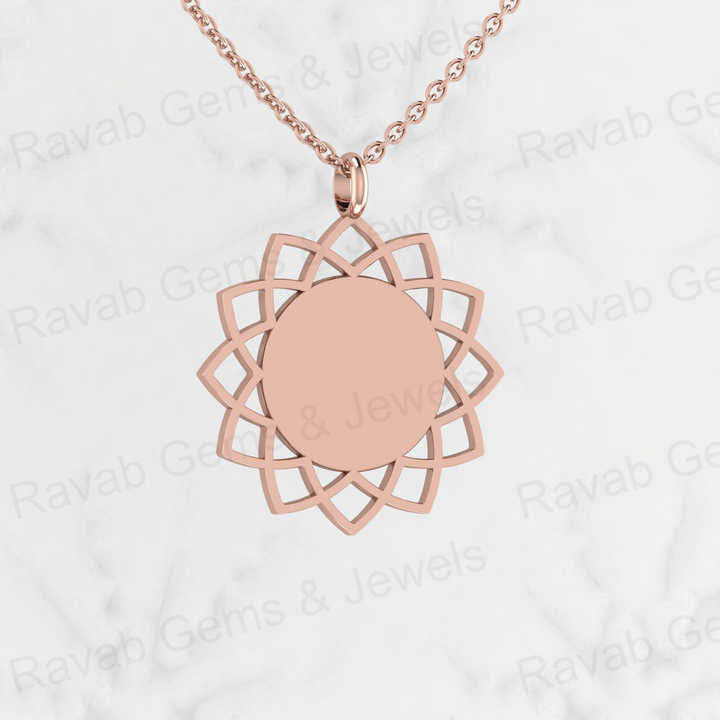 Top Quality Genuine Solid 925 Sterling Silver 21mm Flower of Life Sunflower Pendant Personalized Nature Lover Necklace Jewelry