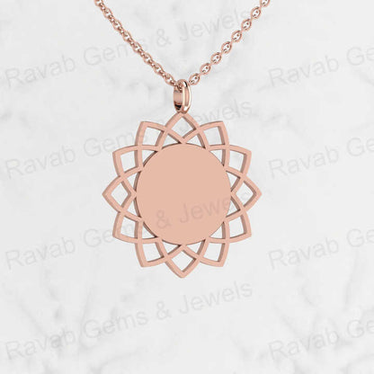 Top Quality Genuine Solid 925 Sterling Silver 21mm Flower of Life Sunflower Pendant Personalized Nature Lover Necklace Jewelry
