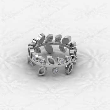 Genuine 925 Sterling Silver Marquise CZ Semi Mount Leaf Design Ring 2x4mm Breastmilk Jewelry Findings Components