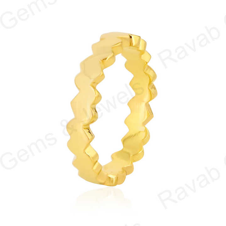 Top Selling 925 Sterling Silver Vermeil Heart Shape Zick Zack Personalized Dainty Eternity Band Ring Minimalist Fine Jewelry