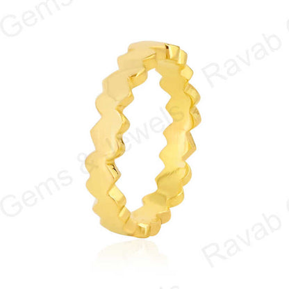 Top Selling 925 Sterling Silver Vermeil Heart Shape Zick Zack Personalized Dainty Eternity Band Ring Minimalist Fine Jewelry