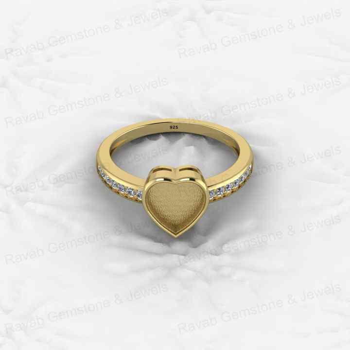 High Quality Genuine 925 Silver 8mm Heart With CZ Semi Mount Blank Setting for Proposal Rings Breastmilk Keepsake Women Jewelry