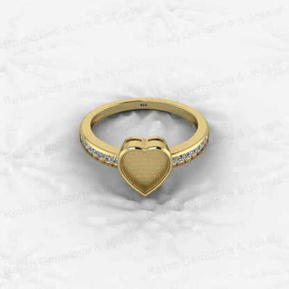 High Quality Genuine 925 Silver 8mm Heart With CZ Semi Mount Blank Setting for Proposal Rings Breastmilk Keepsake Women Jewelry