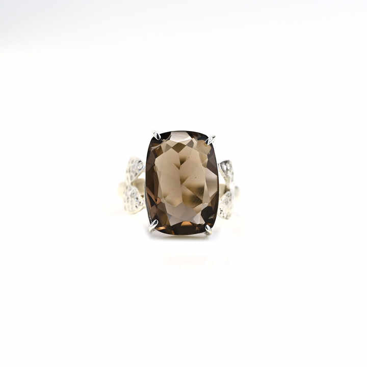 Best Quality Solid 925 Sterling Silver Sparkling Smoky Quartz Octa Cushion 10x14mm Prong Setting Ring Women Party Jewelry