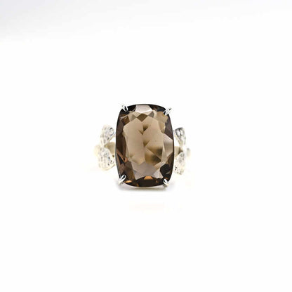Best Quality Solid 925 Sterling Silver Sparkling Smoky Quartz Octa Cushion 10x14mm Prong Setting Ring Women Party Jewelry