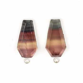 High Quality 925 Sterling Silver Coffin Shape Charm Pendant Bracelet 10x17mm Natural Smooth Multi Fluorite Fine Pendants Charms