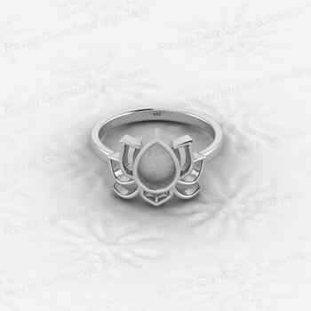 Superb Quality 925 Silver 6x8mm Oval Semi Mount Blank Setting Lotus Designer Ring for Breastmilk Keepsake Fine Women Jewelry
