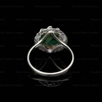 Super Quality 10mm Mohave Chrysocolla Copper Gemstone Gypsy Setting 18k Gold Plated 925 Sterling Silver Dainty Ring for Women