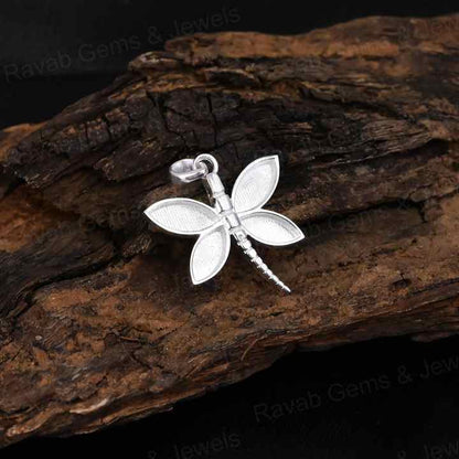 21mm Dragonfly Blank Frame Pendant Bezel Setting High Quality 925 Silver for DIY Breast Milk Ashes Jewelry Finding Component