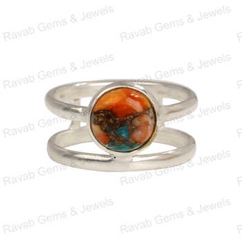 New Arrival Unisex 925 Sterling Silver Double Band Ring 10mm Solid Genuine Mix Oyster Turquoise Shape Handmade Fine Jewelry Men