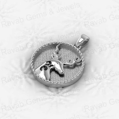 925 Solid Silver 23mm Coin Blank Bezel High Quality Deer Art Deco Charm Pendant Setting Resin Ashes Jewelry Keepsake Component