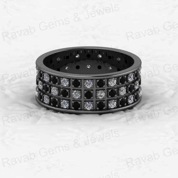 Top Selling 925 Silver Gold Vermeil 8mm Wide Eternity Wedding Band With Checkerboard Pattern Micro CZ Women Fine Jewelry Ring