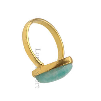 18K Rhodium 12mm Natural Green Amazonite Stone Lovely Heart Shape Ring for Women 925 Sterling Silver Gemstone Bezel Jewelry