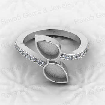 925 Solid Sterling Silver 5x8mm Pear Semi Mount Blank Setting Twisted Adjustable Ring for Breastmilk & Keepsake Good for Resin
