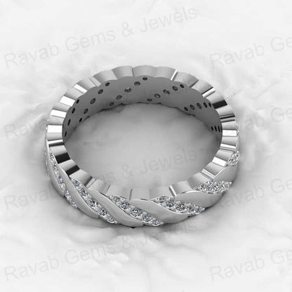 Genuine 925 Sterling Silver Gold Vermeil Pave Micro Zircon 1.5mm Brilliant Round Cut Eternity Band Ring for Women Fine Jewelry