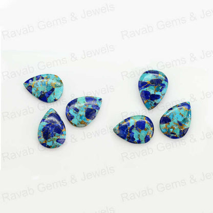 Top Selling 16x22mm Mohave Lapis Lazuli Copper Turquoise Pear Shape Cabochon Gemstone Hand Polish Loose Stone for Making Jewelry
