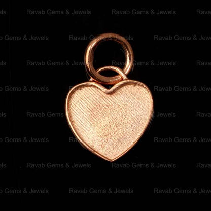 Keepsake Jewelry Rose Gold Plated 925 Silver 12mm Heart Charm Semi Mount Blank Bezel Setting Pendant for Findings & Components