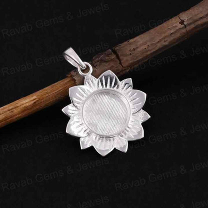 20mm High Quality 925 Silver Sunshine Sunflower Blank Base Pendant Setting DIY Ashes Resin Keepsake Jewelry Findings Components