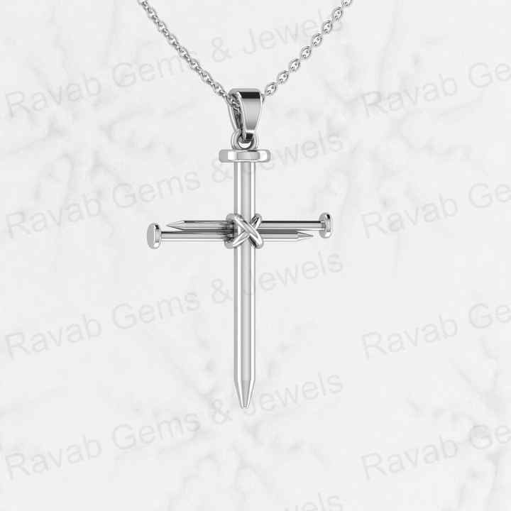 Top Quality Genuine 925 Sterling Silver 24x30mm Crucifixion Nail Cross Pendant 18" Necklace Christmas Keepsake Handmade Jewelry