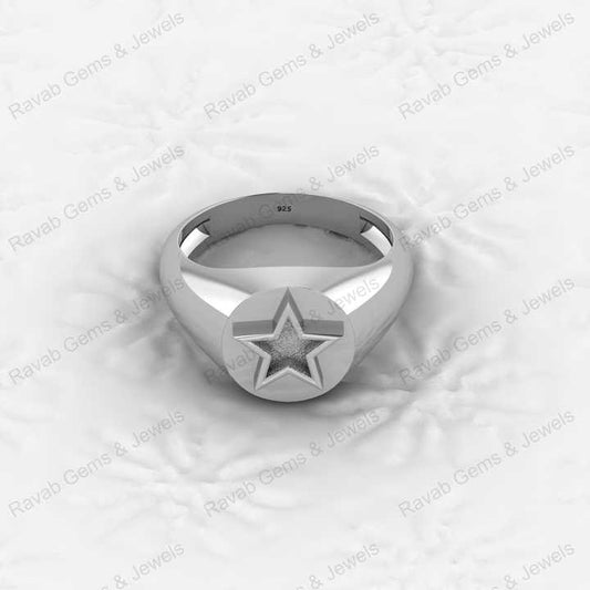 Genuine 925 Sterling Silver Star of David Semi Mount Signet Ring DIY Bezel Setting for Ashes Resin Breastmilk Keepsake Jewelry