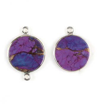 12mm Natural Mohave Purple Copper Turquoise Silver Charms Pendant DIY Connectors Earring Bracelet Jewelry Fine Pendants Charms