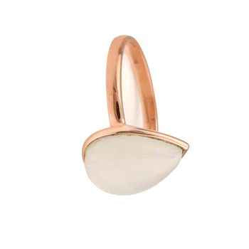 High Quality 12x16mm Genuine White Moonstone Polished 2 Micron Pear Women's Sterling Silver Rose Gold Plated 2 Micron Pear Ring
