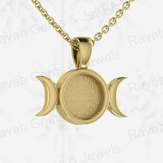 925 Sterling Silver 8mm Round With Half Moon Blank Bezel Charm Pendant Setting for Ashes & Resin Breastmilk Keepsake Jewelry