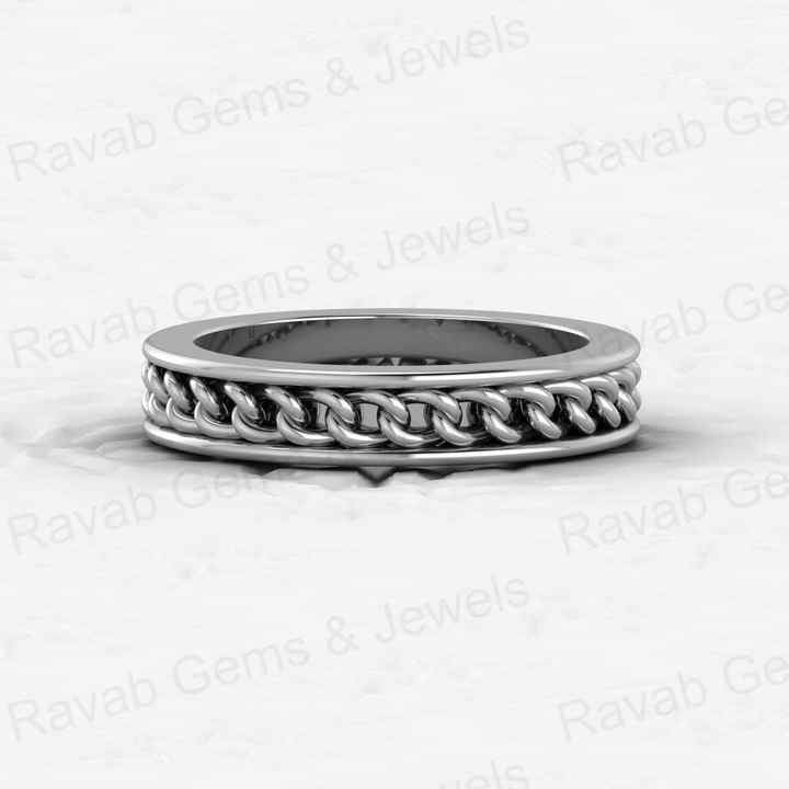 Hot Selling 925 Sterling Silver Gold Vermeil Cuban Curb Link Chain 4mm Wide Eternity Band Personalized Fine Jewelry Women's Ring