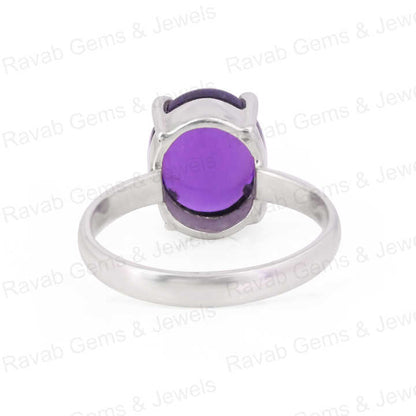 Top Selling 925 Silver Dainty Women Ring 10x14mm Oval Natural Purple Amethyst Handmade High Polished Prong Setting Fine Jewelry