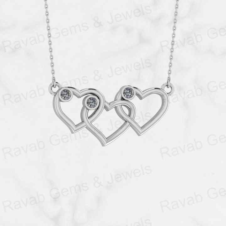 Top Quality Genuine Solid 925 Sterling Silver Simple Triple Link Heart Pendant Necklace Valentine Gift Engagement Fine Jewelry
