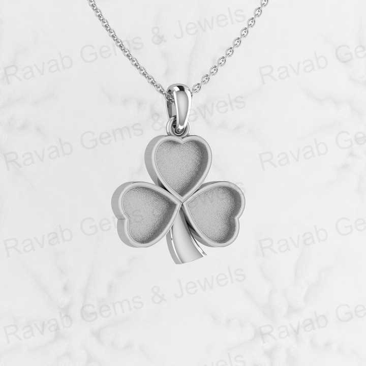 Genuine 925 Sterling Silver 28mm Heart Leaf Design Semi Mounting Blank Charm Pendant Setting for Keepsake & Breastmilk Jewelry