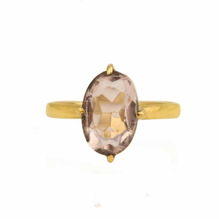 925 Sterling Silver Prong Ring for Women Gold Plated Transparent Pink Crystal Amazing Morganite Quartz Gemstone Jewelry Parties