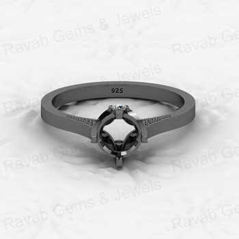 High Quality 925 Solid Silver 6mm Setting 4 Prongs Semi Mounting Crafted CZ Eternity Band Solitaire Ring Jewelry Components