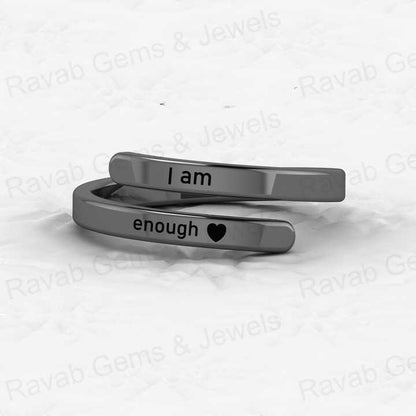 Genuine 925 Sterling Silver Eternity Band Gold Vermeil 'I Am Enough' Adjustable Ring With Custom Name Fine Jewelry for Women
