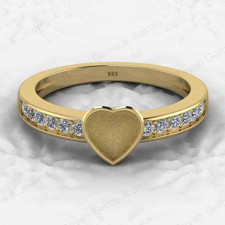 Ultimate 925 Sterling Silver 6mm Semi Mount Ring Heart Design Resin Ashes Excellent Keepsake Genuine Cremation Jewelry
