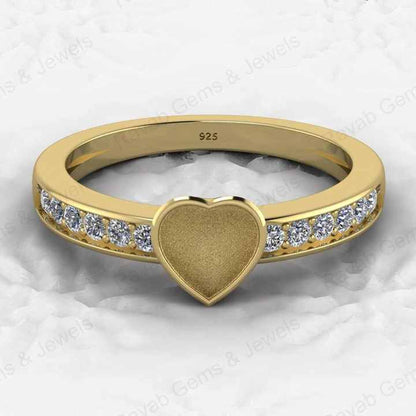 Ultimate 925 Sterling Silver 6mm Semi Mount Ring Heart Design Resin Ashes Excellent Keepsake Genuine Cremation Jewelry