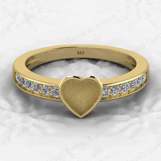 Ultimate 925 Sterling Silver 6mm Semi Mount Ring Heart Design Resin Ashes Excellent Keepsake Genuine Cremation Jewelry