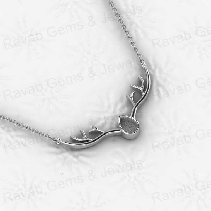 Genuine 925 Sterling Silver 41mm Deer Antler Head Semi Mount Empty Stone Setting DIY Jewelry Findings Component