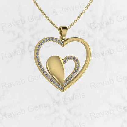 Best Selling 925 Silver 25mm Dainty Double Love Heart Shaped CZ Pendant Minimalist Women's Layering Chain Necklace Fine Jewelry