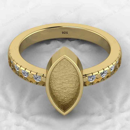 High Quality 925 Sterling Silver 12x16mm Marquise Semi Mount Bezel Setting Ring Good for Resin Ashes Work Keepsake Fine Jewelry
