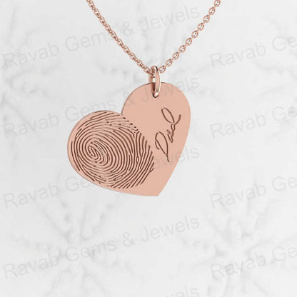 Top Selling 925 Silver 26mm Heart Pendant Necklace Thumbprint Custom Name Women's Valentine's Day Gift Dazzling Keepsake Jewelry