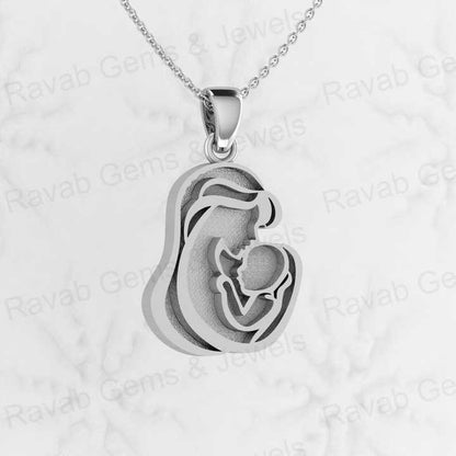 Solid 925 Sterling Silver 25mm Mother Kissing Baby Semi Mounting Bezel Charm Pendant Setting for Resin & Ashes Keepsake Jewelry
