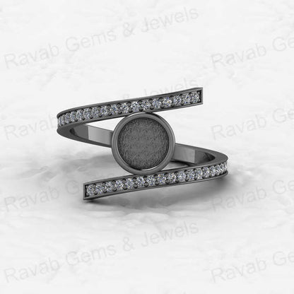 Solid 925 Sterling Silver 6mm Engagement Semi Mount Blank Setting Wedding Ring Good for Ashes & Resin Work Breastmilk Jewelry
